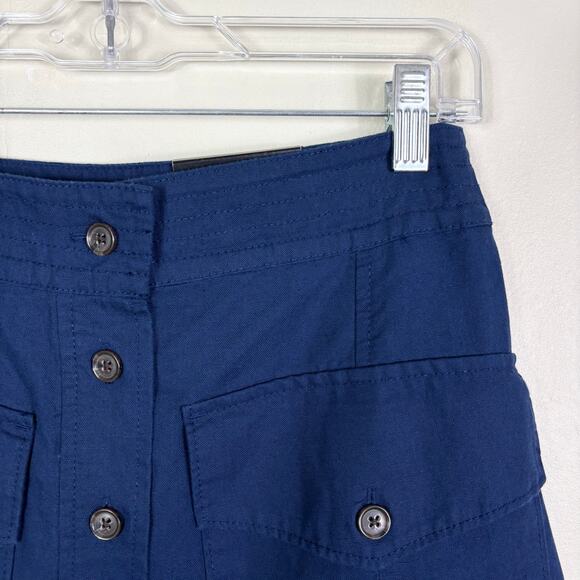 Banana Republic Blue High Waist Button Front Steppe Linen Blend Mini Skirt - Picture 3 of 10